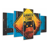 Quadro Decorativo Area De Jogos Quarto Gamer  Zone Warning 