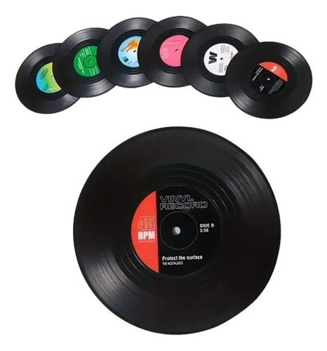 Posavasos De Vinilo, Creativos Retro 6 Unidades