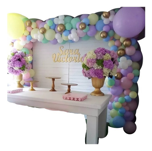 Globos Arco Decoracion Morado Encanto Unicornio Arcoiris