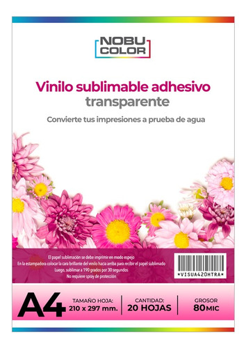 Vinilo Sublimable Transparente Adhesivo A4 20 Hojas