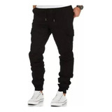 Jogger De Caballero Negro Elastizado Para Hombre Casual