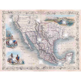 Lienzo Canvas Arte Mapa México Texas California 1851 90x120
