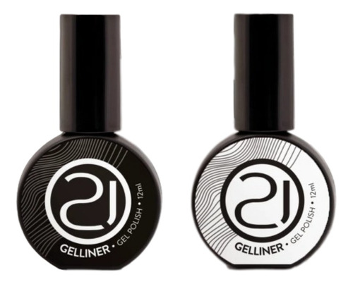 Gelliner Gel Polish Nail Art Preto Branco 12ml - Nails 21