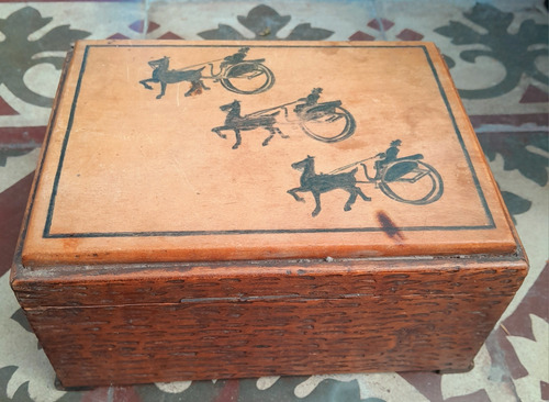 Caja Alhajero Madera Maciza  Carro A Caballo 20 X 15 X 10 Cm