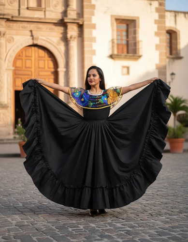 Falda Folklorika Doble Vuelo Doble Circular Para Dama Adulto | Meses sin interés