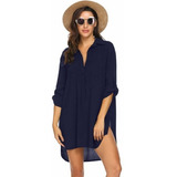 Traje De Playa Baño Ropa, Protección Solar Cuello V Blusas