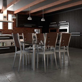 Combo Cocina Comedor Mesa 1.70 X 80+ 6 Sillas De Caño Lisboa