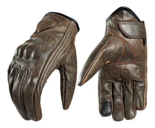 Guantes Para Moto De Cuero, Café Marrón Estilo Vintage