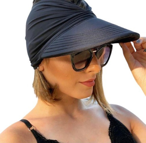 Viseira Feminina Dupla Face Turbante Moda Praia Proteção Uv