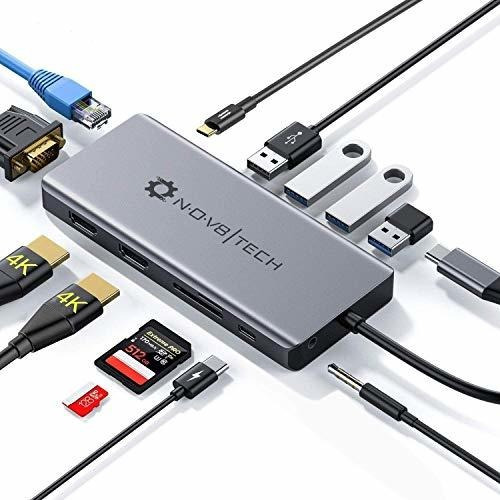 Concentrador Usb C A Doble Hdmi Vga Adaptador Multipuerto De