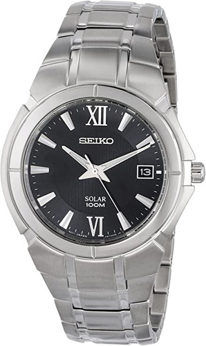 Seiko Sne087 Reloj De Pulsera Acero Inoxidable Plata / Negro