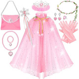 Set Capa Princesa 12pzs Vestidos Niña Regalo Cumpleaños