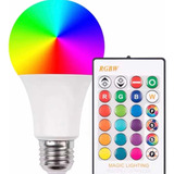 Lampada Bulbo Led Rgb E27 Bivolt 3w Abajur + Controle Remoto