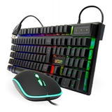 Kit Teclado Gamer Semi Mecanico Led Rgb E Mouse Gamer Abnt2