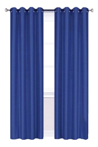 Cortinas Blackout 188anchox160largo En 2 Paneles Ahuladas K Color Azul Rey