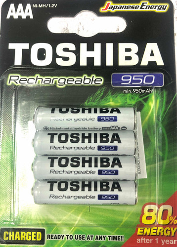 Paquete 4 Baterías Recargables Aa Toshiba 950mah