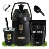 Kit Tereré Black Erva Garrafa 2,5l Cuia Erva Menta E Limão