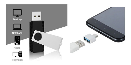 Memoria Usb 32gb Mini Pendrive + Conector Celular Tipo C