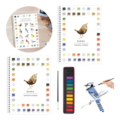 Cuaderno De Acuarela Para Principiantes, Cuaderno Acuarela Profesionales Con 12 Colores, Kit De Pintura, Libro Acuarelas... Agua