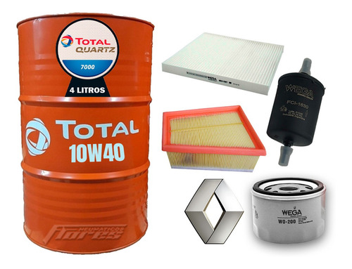 Cambio Aceite 10w40 4l + Kit Filtros Renault Duster 1.6 2.0