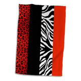 Estampado Animal 3d Rojo, Negro, Naranja Y Blanco, Leopardo