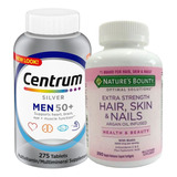 Kit Centrum Silver Men 275un + Hair Skin Nails Natures 250un