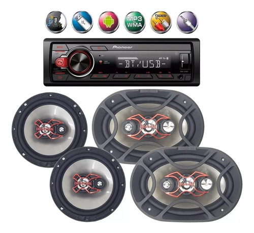 Aparelho Mp3 Pioneer Mvh-s218bt + Kit Falante Bravox 6 E 6x9