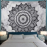 Tapestry Mandala Blanco Y Negro Compatible Con Decoración Bo