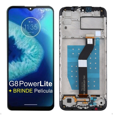 Tela Frontal Display Com Aro Para Moto G8 Power Lite Xt2055