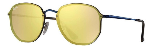 Ray Ban Rb3579n 9038/7j Hexagonal Blaze Amarillo Espejo Azul