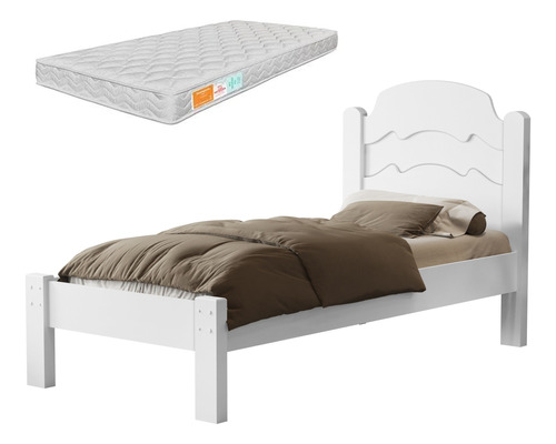 Cama De Solteiro Paris Mdf Com Colchão