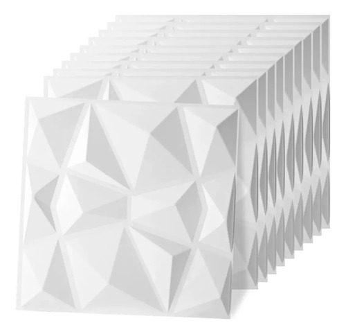 Oferta 7m2 Panel Muro Decorativo 3d Blanco 50x50  + Adhesivo