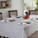 Toalha De Mesa Quadrada Impermeável 4 Lugares Branca Cor Branco