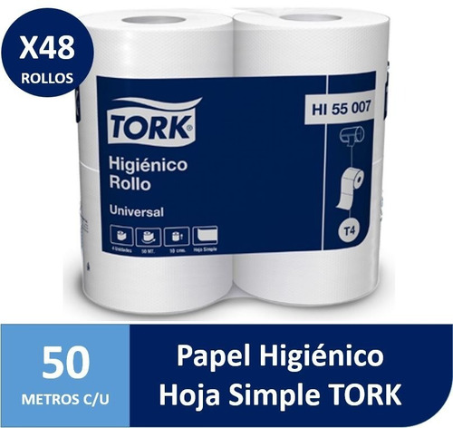 Papel Higiénico Tork 50 M. Simple Hoja Universal 48 Rollos