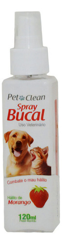 Spray Bucal Pet Clean Sabor Morango Para Cães E Gatos 120 Ml Sabor Sem Sabor