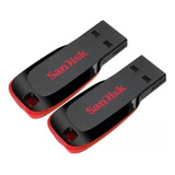 2 Memoria Usb Sandisk Cruzer Blade 8gb 2.0 Negro/rojo Flash