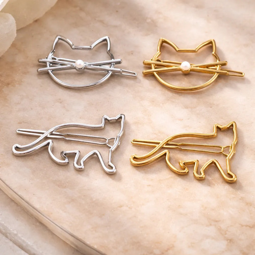 4 Broche Cabello Gato Kawai Moda Accesorio Dama Clip Pasador