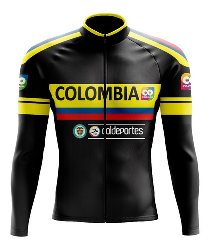 Jersey Ciclismo Ruta Mtb Colombia Negro Manga Larga