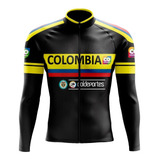 Jersey Ciclismo Ruta Mtb Colombia Negro Manga Larga