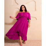 Vestido Plus Size Blogueira Fenda Longo Ate 56 Linha Premium