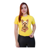 Polera Dama Estampada 100%algodón Perrita Yorkshire 404