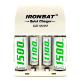 Cargador De Pilas Doble Ironbat Aaa Aa + 4 Bateria