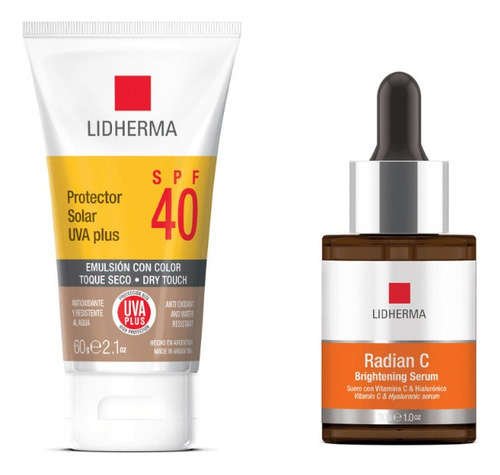 Protector Solar 40 Color T/ Seco + Radian C Serum Lidherma