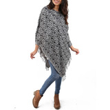 Poncho Ruana Mujer Atigrado Invierno Con Flecos #p15009