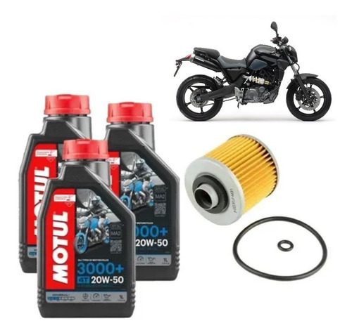 Kit Troca Óleo Yamaha Mt-03 Mt03 Motul 20w50 Mineral Fvc014