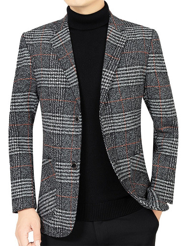 Blazer Negro Casual Hombre Moda Confort Chamarra A Cuadros