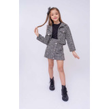 Conjunto Infantil Feminino Tweed Blogueirinha Luxo Tendência