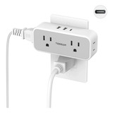 Tipo C Adaptador Regleta Multicontacto Pared Con Usb