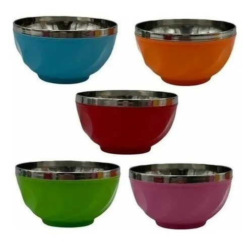 Bowl Acero Pvc  Cerealero Compotera Cocina Deco Bazar X 5 