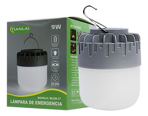 Foco Led Portatil 9w 800l Recargable Entrada Usb Con Gancho